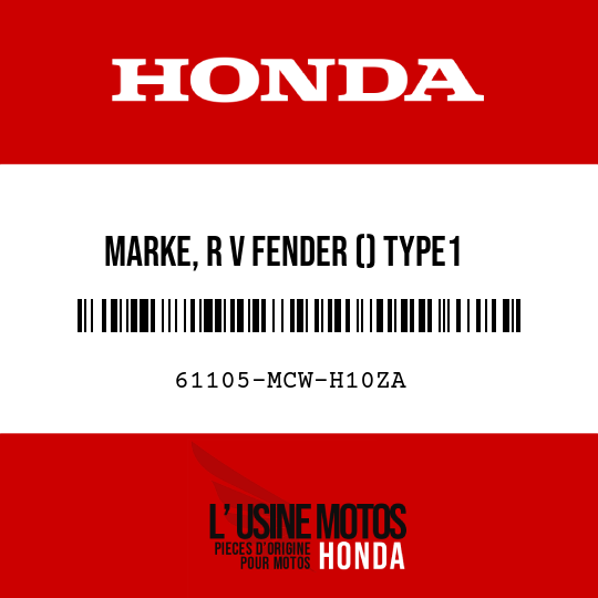 image de 61105-MCW-H10ZA MARKE, R V FENDER () TYPE1