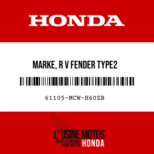 image de 61105-MCW-H60ZB MARKE, R V FENDER TYPE2