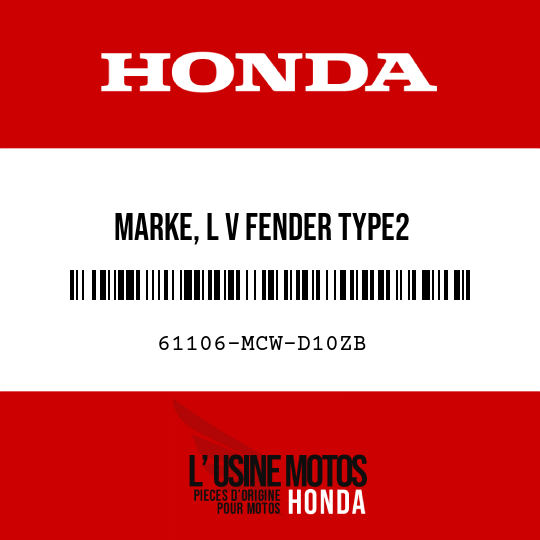 image de 61106-MCW-D10ZB MARKE, L V FENDER TYPE2