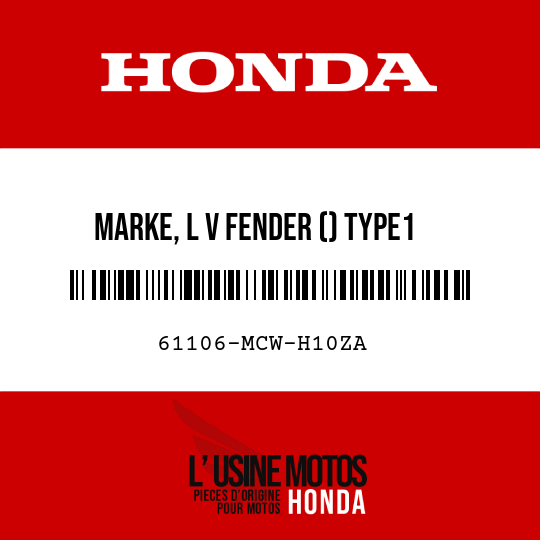 image de 61106-MCW-H10ZA MARKE, L V FENDER () TYPE1