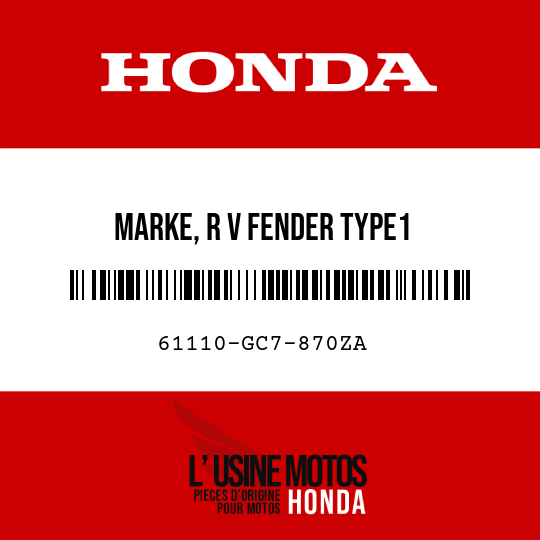 image de 61110-GC7-870ZA MARKE, R V FENDER TYPE1