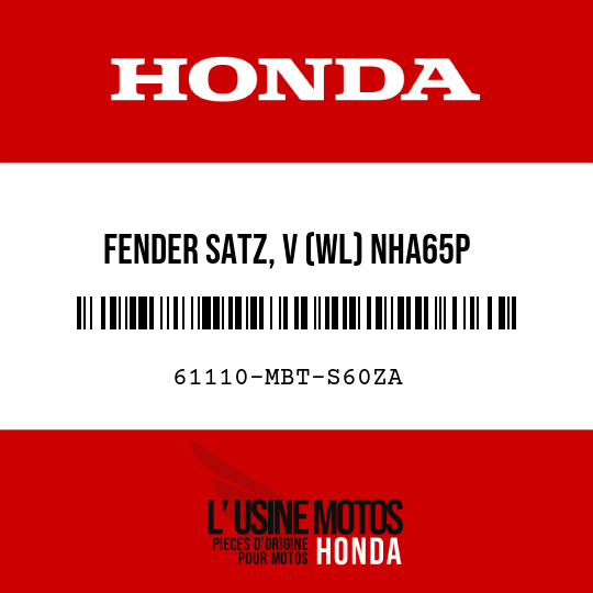 image de 61110-MBT-S60ZA FENDER SATZ, V (WL) NHA65P