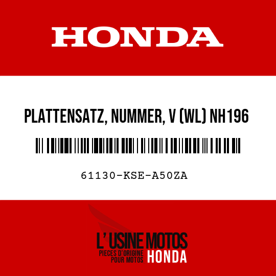 image de 61130-KSE-A50ZA PLATTENSATZ, NUMMER, V (WL) NH196
