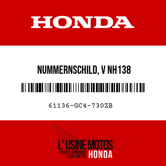 image de 61136-GC4-730ZB NUMMERNSCHILD, V NH138 