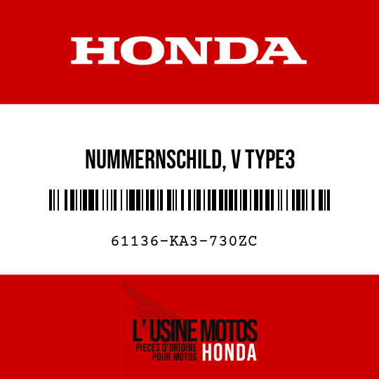 image de 61136-KA3-730ZC NUMMERNSCHILD, V TYPE3 