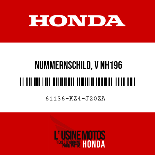 image de 61136-KZ4-J20ZA NUMMERNSCHILD, V NH196 