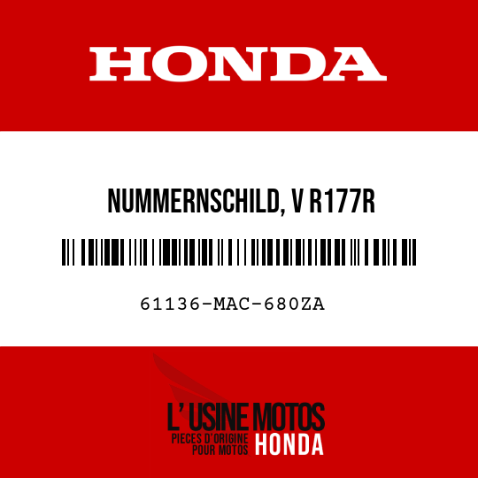 image de 61136-MAC-680ZA NUMMERNSCHILD, V R177R 