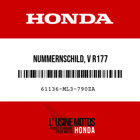 image de 61136-ML3-790ZA NUMMERNSCHILD, V R177 