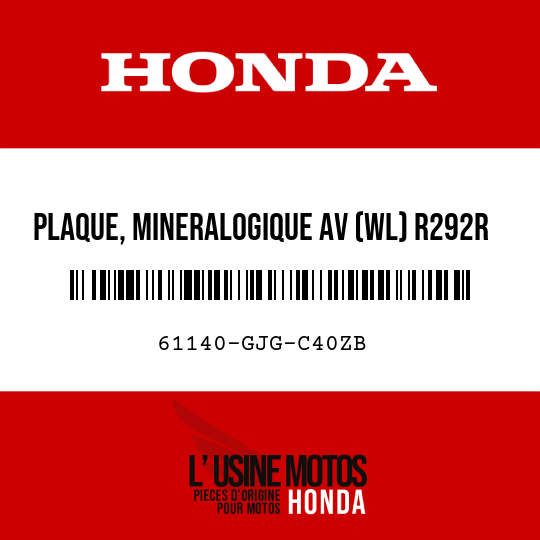 image de 61140-GJG-C40ZB PLAQUE, MINERALOGIQUE AV (WL) R292R