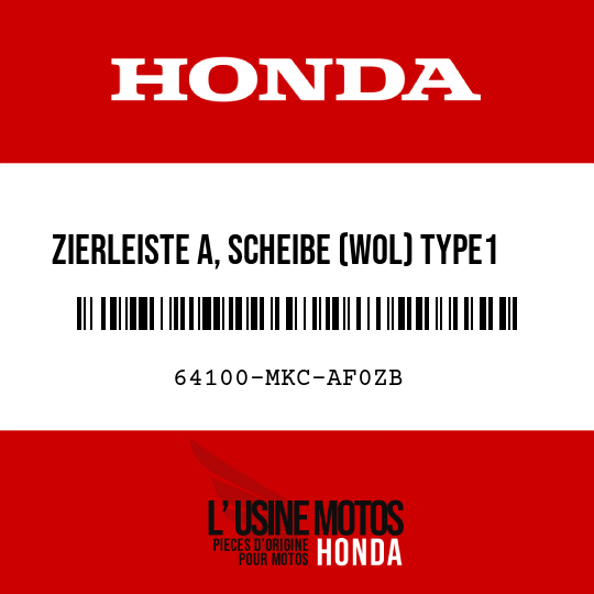image de 64100-MKC-AF0ZB ZIERLEISTE A, SCHEIBE (WOL) TYPE1
