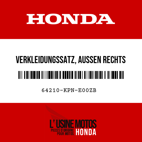 image de 64210-KPN-E00ZB VERKLEIDUNGSSATZ, AUSSEN RECHTS (WL) TYPE3