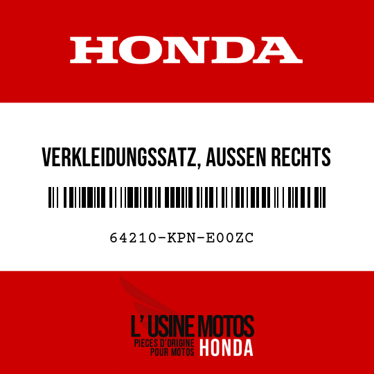image de 64210-KPN-E00ZC VERKLEIDUNGSSATZ, AUSSEN RECHTS (WL) TYPE2