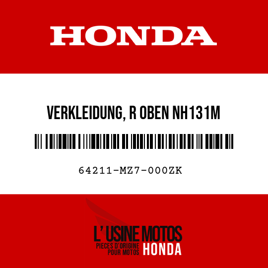 image de 64211-MZ7-000ZK VERKLEIDUNG, R OBEN NH131M 