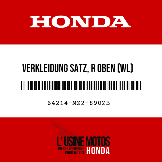 image de 64214-MZ2-890ZB VERKLEIDUNG SATZ, R OBEN (WL) TYPE17 