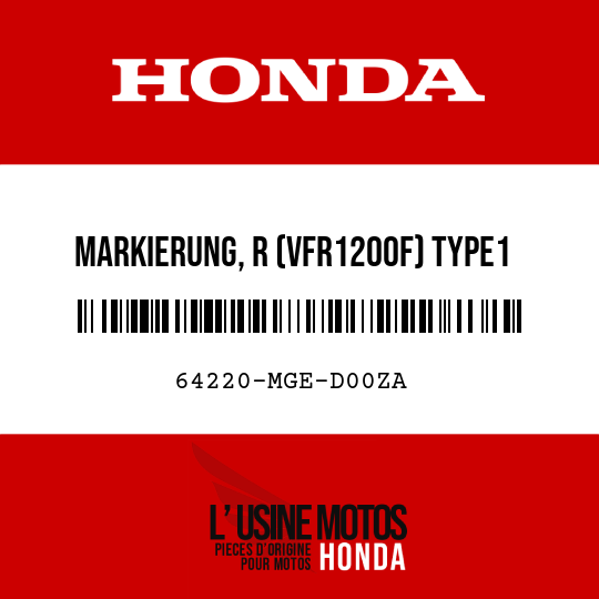 image de 64220-MGE-D00ZA MARKIERUNG, R (VFR1200F) TYPE1