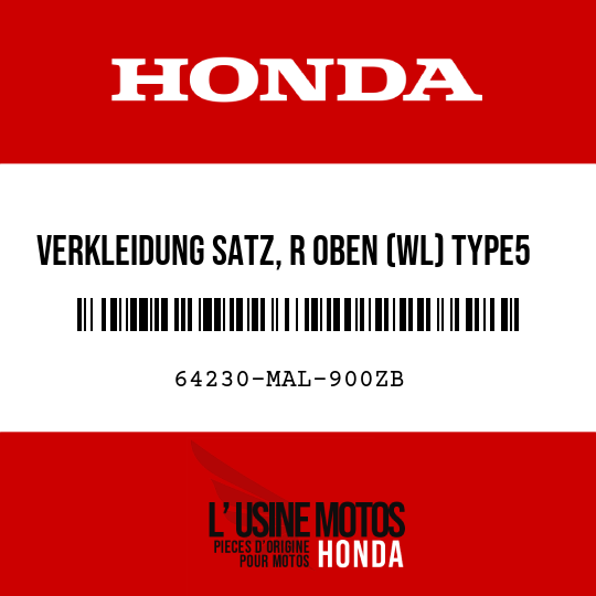 image de 64230-MAL-900ZB VERKLEIDUNG SATZ, R OBEN (WL) TYPE5 