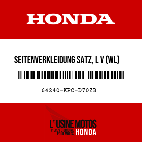 image de 64240-KPC-D70ZB SEITENVERKLEIDUNG SATZ, L V (WL) NHA65P