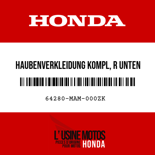 image de 64280-MAM-000ZK HAUBENVERKLEIDUNG KOMPL, R UNTEN NH390P 