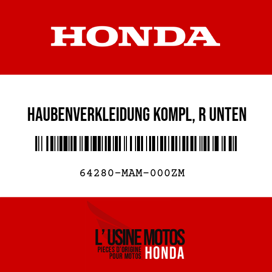 image de 64280-MAM-000ZM HAUBENVERKLEIDUNG KOMPL, R UNTEN G167P 