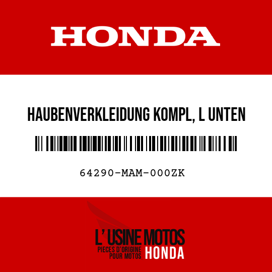 image de 64290-MAM-000ZK HAUBENVERKLEIDUNG KOMPL, L UNTEN NH390P 