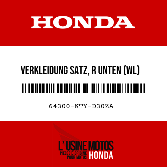 image de 64300-KTY-D30ZA VERKLEIDUNG SATZ, R UNTEN (WL) TYPE1