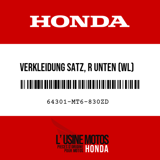 image de 64301-MT6-830ZD VERKLEIDUNG SATZ, R UNTEN (WL) NH193P/TYPE4 