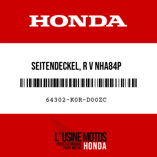 image de 64302-K0R-D00ZC SEITENDECKEL, R V NHA84P