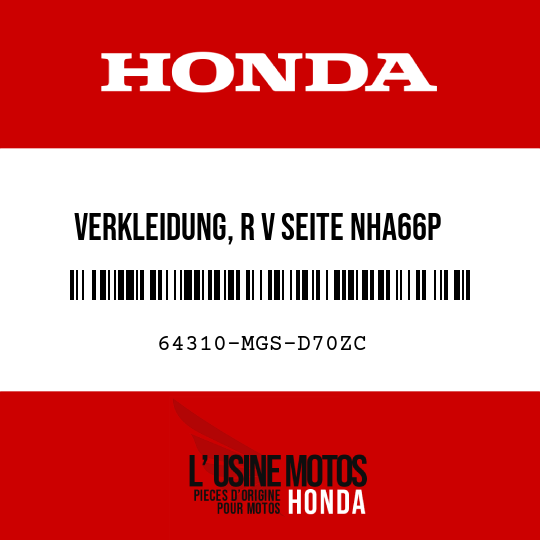 image de 64310-MGS-D70ZC VERKLEIDUNG, R V SEITE NHA66P