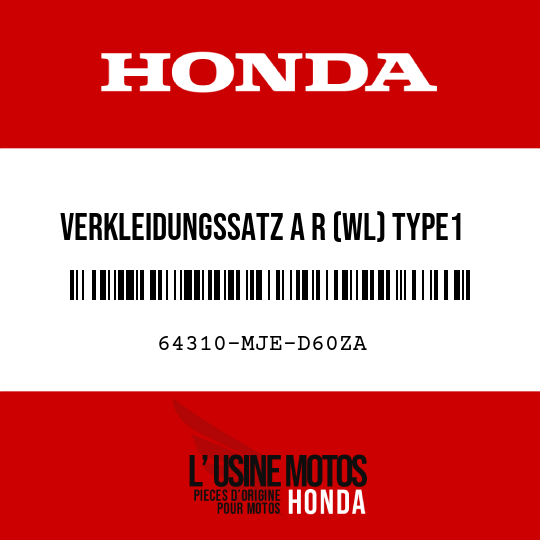 image de 64310-MJE-D60ZA VERKLEIDUNGSSATZ A R (WL) TYPE1 (TYPE1 )