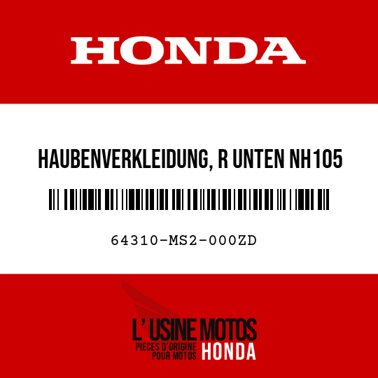 image de 64310-MS2-000ZD HAUBENVERKLEIDUNG, R UNTEN NH105 