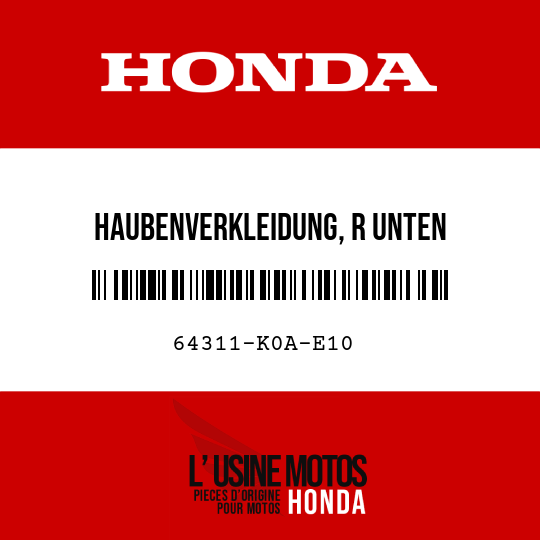 image de 64311-K0A-E10 HAUBENVERKLEIDUNG, R UNTEN