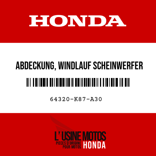 image de 64320-K87-A30 ABDECKUNG, WINDLAUF SCHEINWERFER