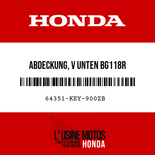 image de 64351-KEY-900ZB ABDECKUNG, V UNTEN BG118R 