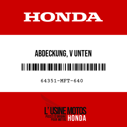 image de 64351-MFT-640 ABDECKUNG, V UNTEN
