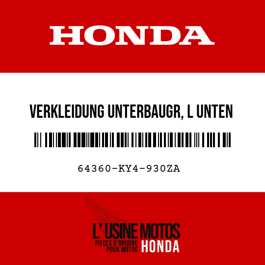 image de 64360-KY4-930ZA VERKLEIDUNG UNTERBAUGR, L UNTEN (WL) NH1/TYPE7 
