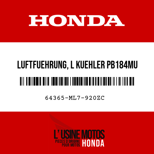 image de 64365-ML7-920ZC LUFTFUEHRUNG, L KUEHLER PB184MU 