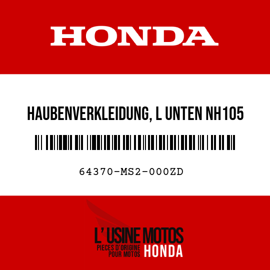 image de 64370-MS2-000ZD HAUBENVERKLEIDUNG, L UNTEN NH105 