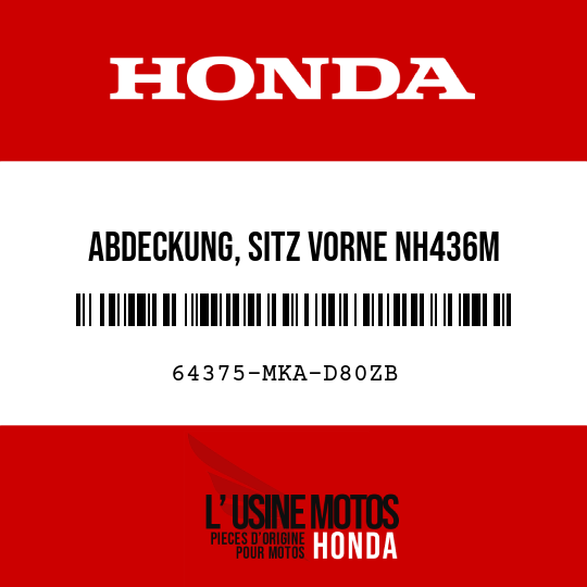 image de 64375-MKA-D80ZB ABDECKUNG, SITZ VORNE NH436M