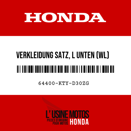image de 64400-KTY-D30ZG VERKLEIDUNG SATZ, L UNTEN (WL) TYPE3 