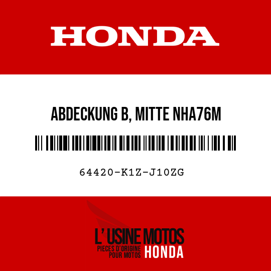 image de 64420-K1Z-J10ZG ABDECKUNG B, MITTE NHA76M