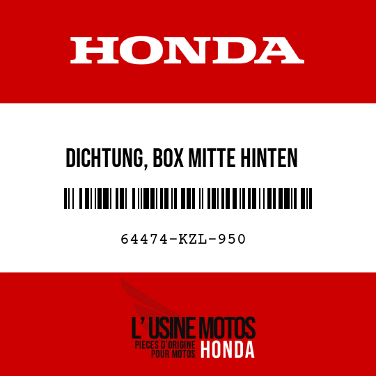 image de 64474-KZL-950 DICHTUNG, BOX MITTE HINTEN