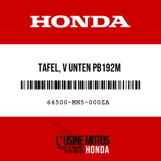 image de 64500-MN5-000ZA TAFEL, V UNTEN PB192M 