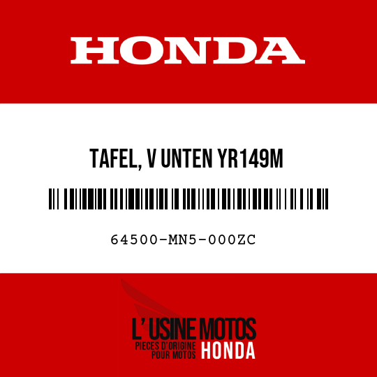 image de 64500-MN5-000ZC TAFEL, V UNTEN YR149M 