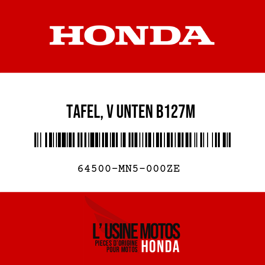 image de 64500-MN5-000ZE TAFEL, V UNTEN B127M 