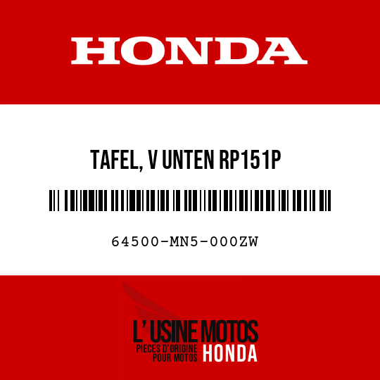 image de 64500-MN5-000ZW TAFEL, V UNTEN RP151P 