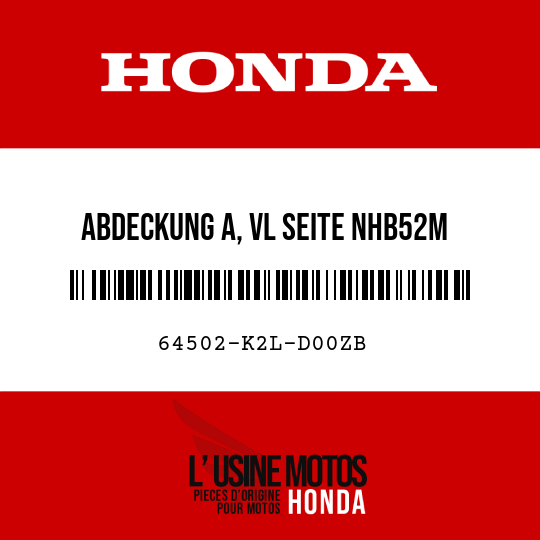 image de 64502-K2L-D00ZB ABDECKUNG A, VL SEITE NHB52M (NHB52M CARBONIUM-GRAUMETALLIC MATT)