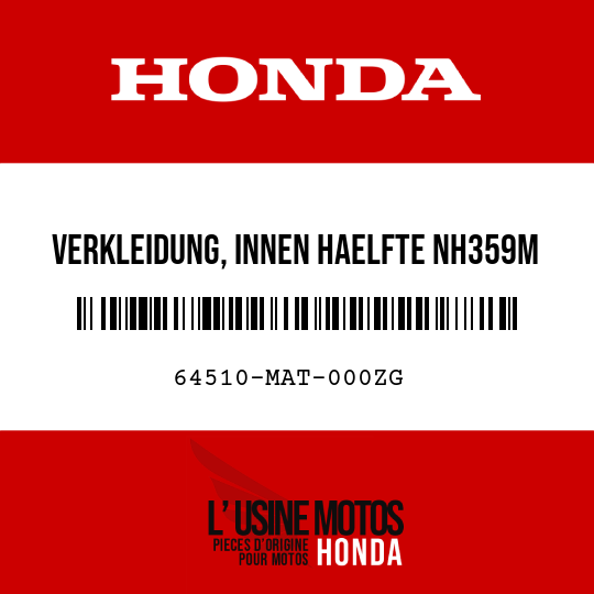 image de 64510-MAT-000ZG VERKLEIDUNG, INNEN HAELFTE NH359M 