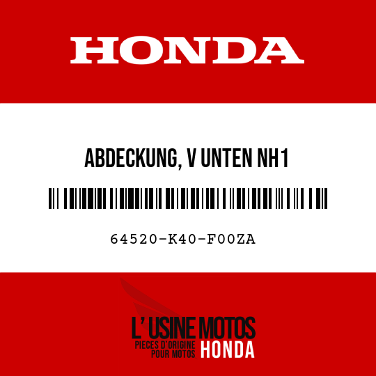 image de 64520-K40-F00ZA ABDECKUNG, V UNTEN NH1