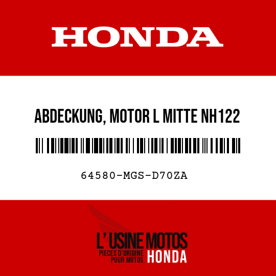 image de 64580-MGS-D70ZA ABDECKUNG, MOTOR L MITTE NH122