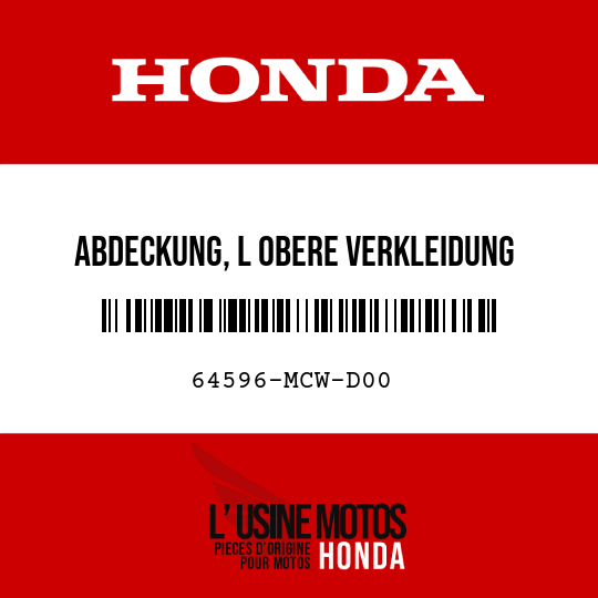 image de 64596-MCW-D00 ABDECKUNG, L OBERE VERKLEIDUNG